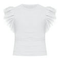 thumbnail image 4 of CHUOU T Shirts for Women Knitted Tops Short Sleeves Womens Tulle Ruffle Sleeve Tops, 4 of 4