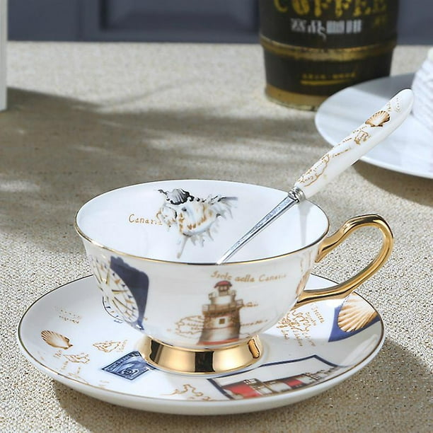 Ensemble de tasse à café en porcelaine Vintage Luxe anglais Tasse à café  Oreilles suspendues Tasse Set Tasse à thé Sauce