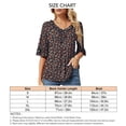 thumbnail image 2 of Women Ruffle Trim Half Sleeve Top V Neck Casual Loose Fit Elegant Dressy Summer T Shirt Black Floral Print S, 2 of 2