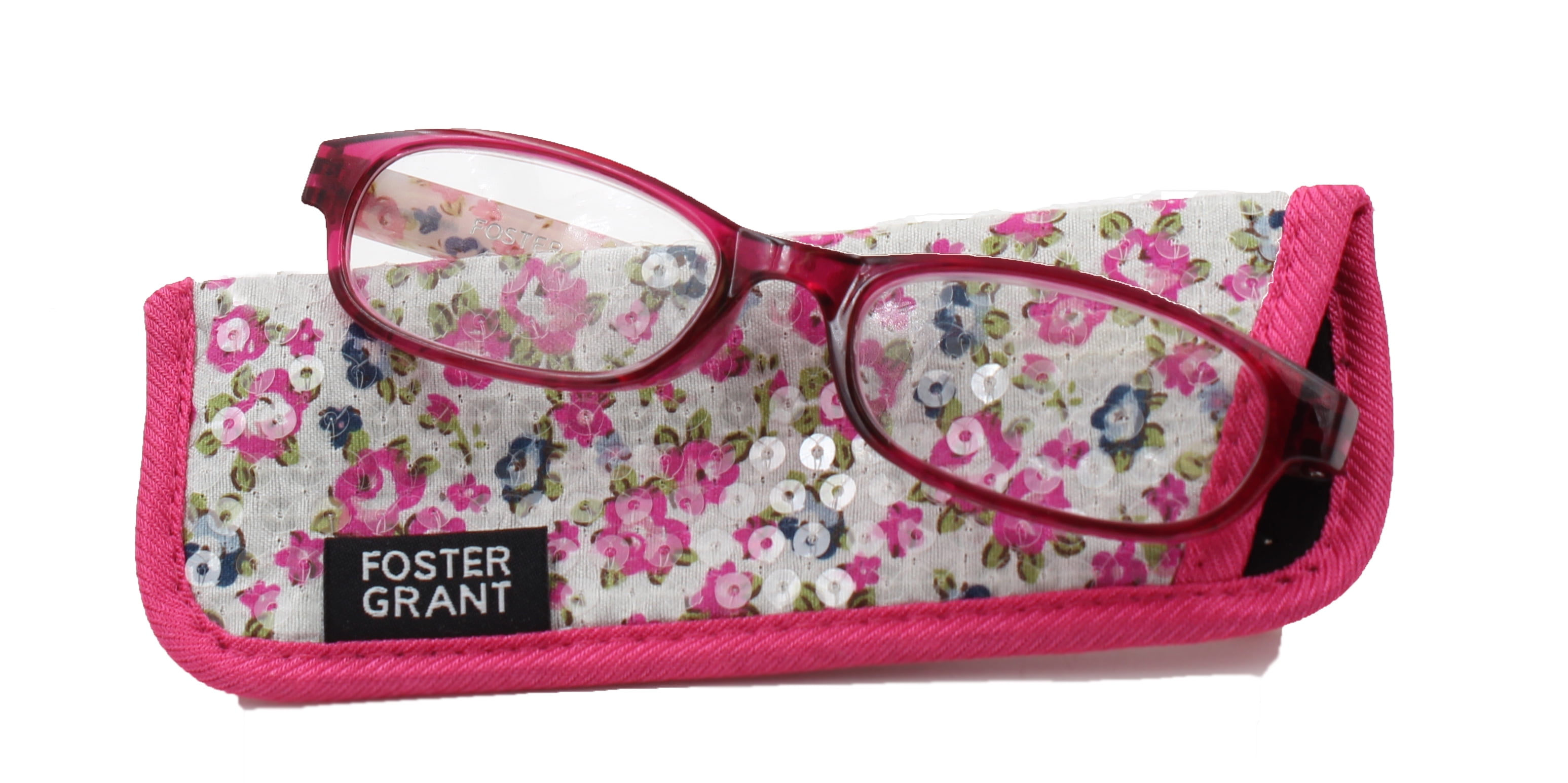 Foster Grant Womens Emmy Reading Glasses With Matching Case (Pink, +2.