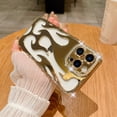 thumbnail image 2 of TECH CIRCLE Electroplated TPU Phone Case For iPhone 13 (2021) 6.1",  Bling Case with Crystal Rhinestones, Hollow-out Design, Heat Dissipation, Lightweight Slim Fit Protective Cute Case, Gold, 2 of 7