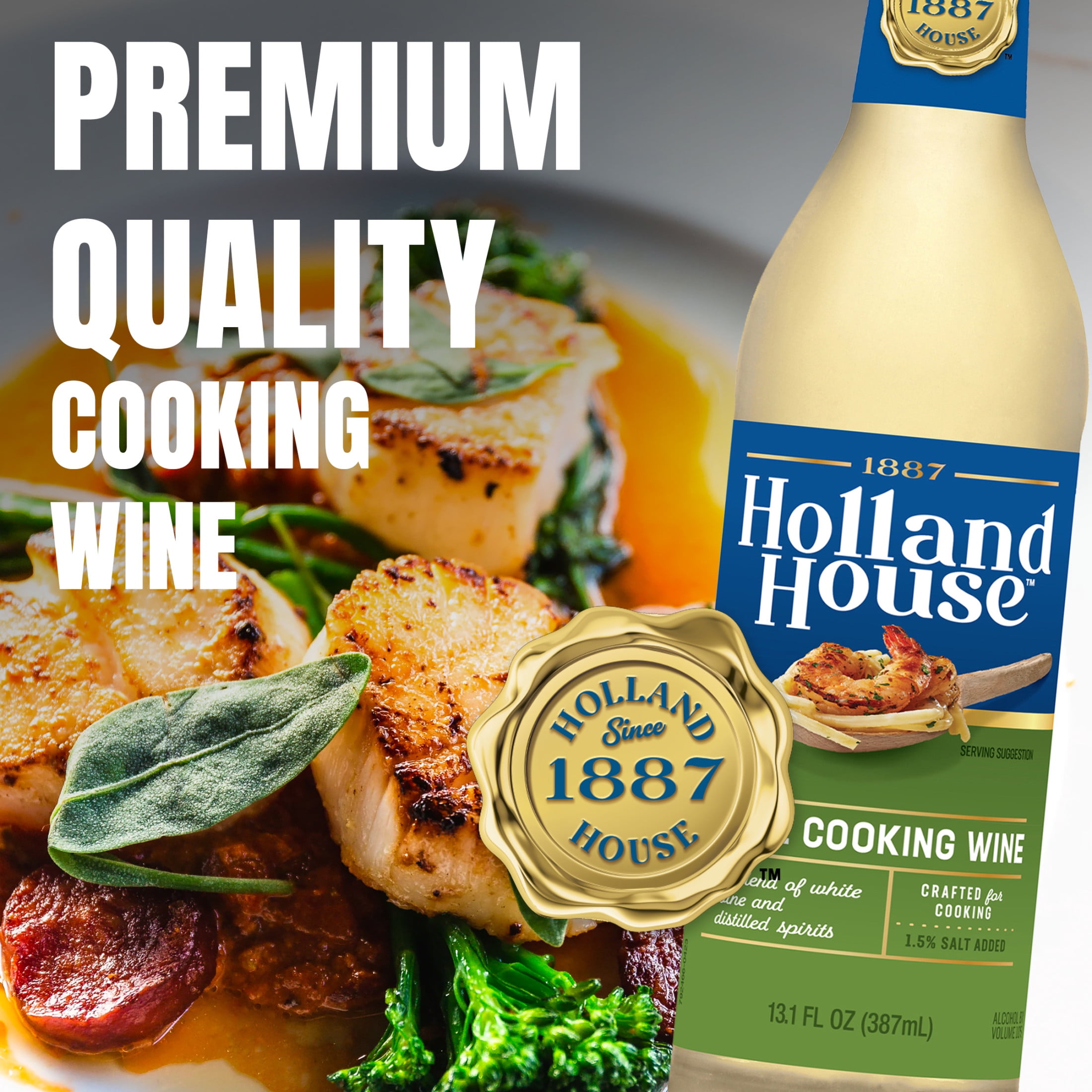 (6 pack) Holland House White Cooking Wine, 13 fl oz, 13.0 Servings per Container