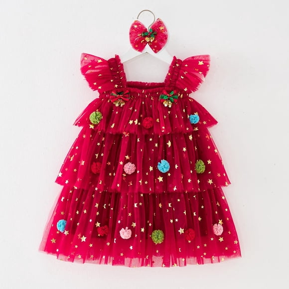 Cowsor Baby Girl Dress Flower Tulle Party Dresses Princess Pageant Birthday Wedding