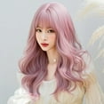 thumbnail image 5 of Korean Fashion 22 Inch Long Pink Curly Wavy Wig Bangs, Natural Heat-Resistant Synthetic Hair Wigs with Fringe For For Cosplay and Daily Wear, Pink (C-0338), 5 of 6