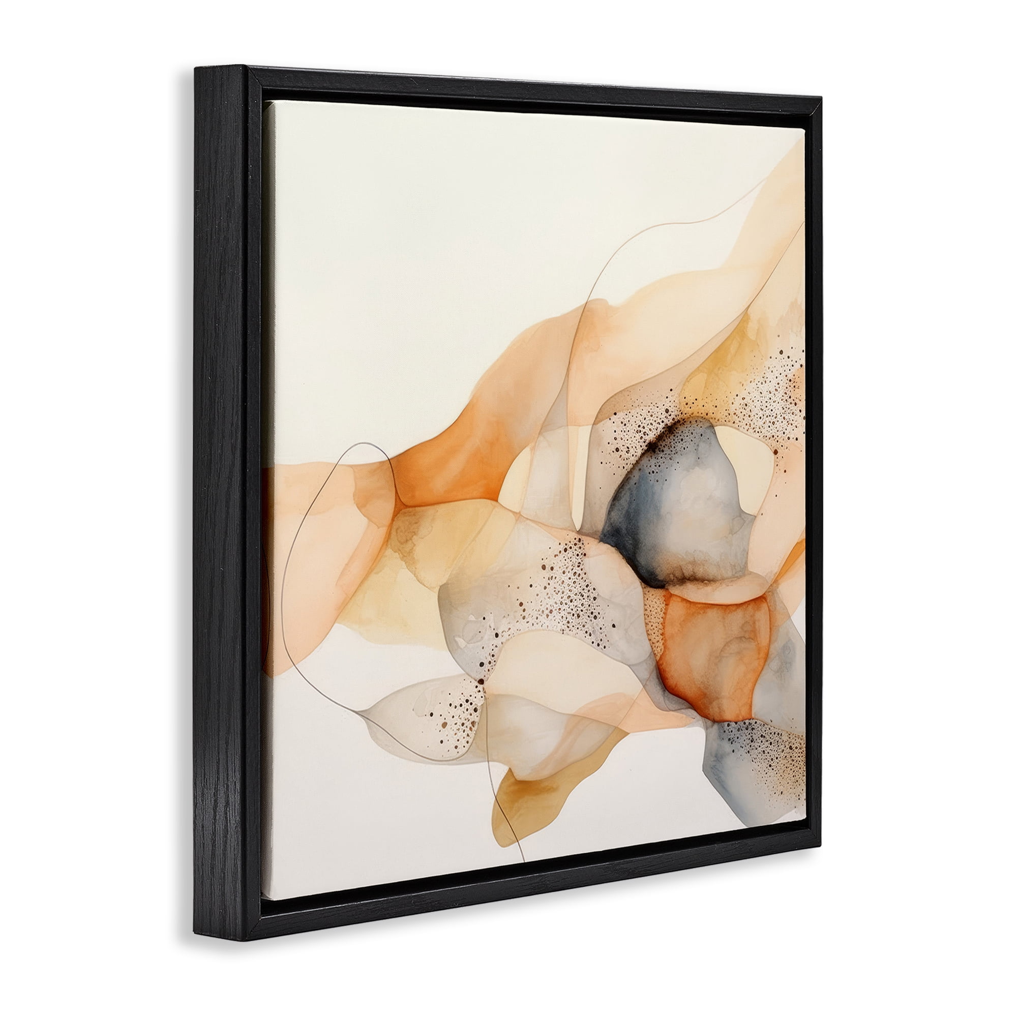 Stupell Industries Cascading Fluid Abstract Abstract Painting Black Floater Framed Canvas Art Print Wall Art, 25 x 25