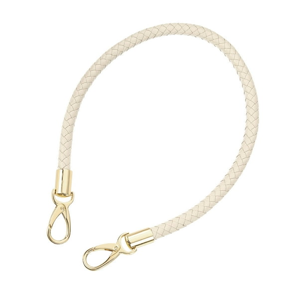 Leather Purse Strap, 1Pack 60cm Short Leather PU Braided Purse (Beige Strap   Gold Clasp)