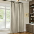thumbnail image 6 of Neutral 102 Inch Linen Pinch Pleated Blackout Curtains Extra Wide 60 Inch Width for Sliding Glass Doors Modern Pleated Linen Blend Large Window Drapes 2 Layer Bedroom Living Room Taupe, 6 of 17