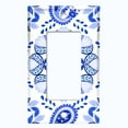 thumbnail image 5 of Metal Light Switch Plate Cover Mandala Blue White Paisley Flower Tile Pattern MDL090, 5 of 13