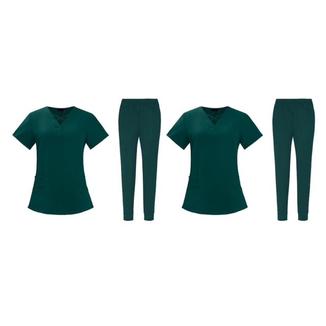 Enfermería Scrub Set Top Pantalones Transpirable Trabajo Uniforme para Enfermera Yoga Jogger