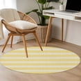 thumbnail image 6 of Yellow Striped Round Rug 3.3ft Washable Circle Entryway Rugs Non Slip Beige Retro Minimalism Abstract Stripes Area Rug Indoor Floor Carpet for Bedroom Kitchen Living Room Office Dining Room Nursery, 6 of 9