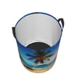 thumbnail image 3 of PHELIKA Ocean Sunrise Tropical Palm Tree Island Hawaiian Waves 01 Laundry Basket 65L Large Foldable Round For Dirty Clothes Toy Storage, 3 of 6