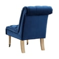 thumbnail image 6 of Hakan Navy Velvet Accent Chair - Rolled Back, Caster Front Legs, Tufted Armless, 6 of 9