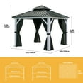 thumbnail image 2 of Uforic 10x10ft Hardtop Gazebo, Heavy Duty Double Roof Galvanized Iron Aluminum Frame Garden Gazebo W/ Netting and Gray Curtains, White, 2 of 7
