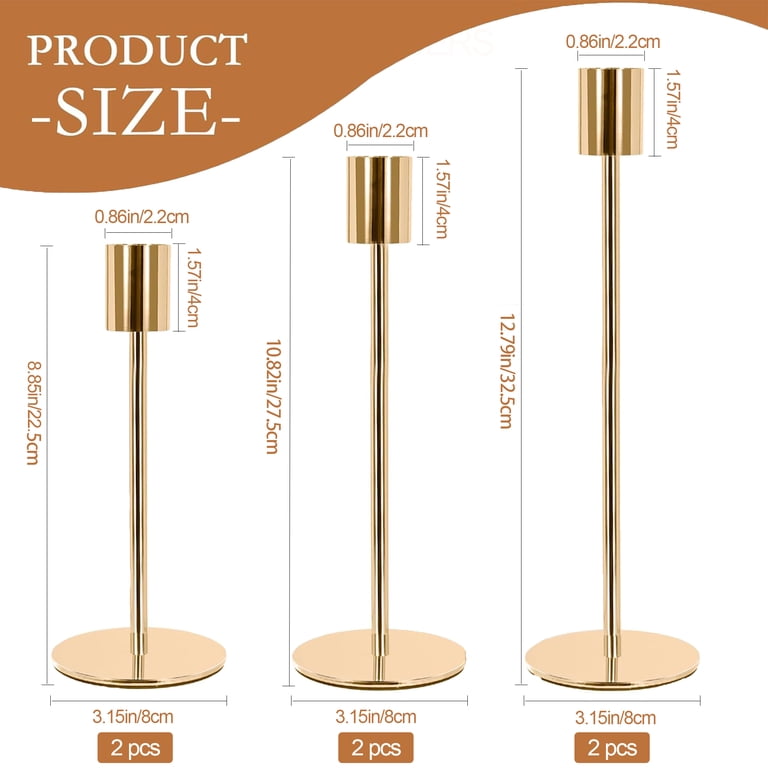 Hidawn Gold Metal Taper Candlestick Holders, 6-Pack photo 2