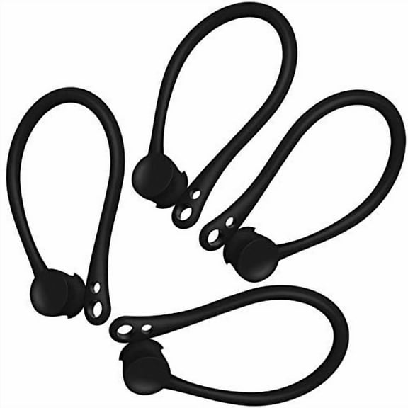 2 Pair EarHooks for AirPods, Anti-Lost Secure Ear Hook Holder Ear Attachment Loops ForApple AirPods 1 & 2 Earphone Earbuds Earpods (Black)