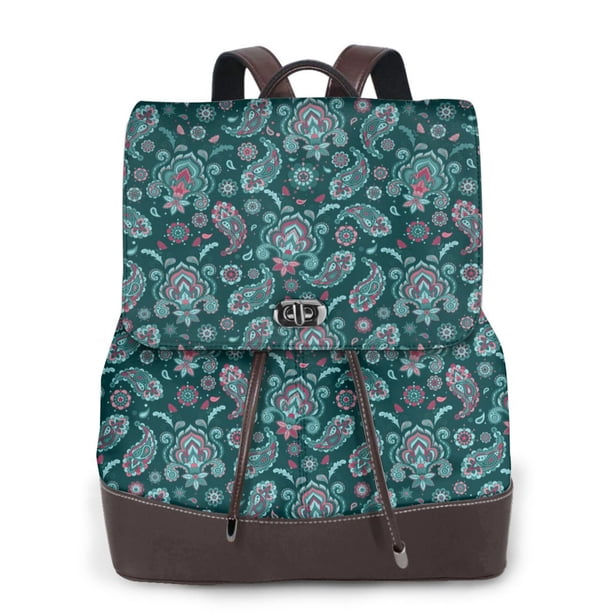 Balery Vintage Floral Mochila de Cuero para Mujeres, Gran Capacidad, Bolsa de Viaje Multifuncional, Mochila de Cuero y Bolsa de Hombro para Mujeres