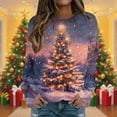 thumbnail image 2 of Womens Christmas Tree Outfits Graphic Pullovers Christmas Printed Shirts Shining Star Sweatshirt Santa Claus Garments Festival Fashion Blouses Clothing, 2 of 5