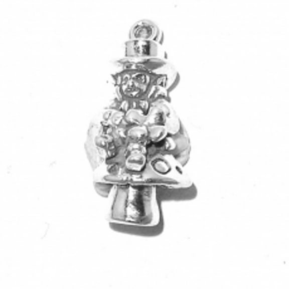 Sterling Silver 16" .8mm Box Chain 3D Man Leprechaun Sitting On Mushroom Pendant Necklace
