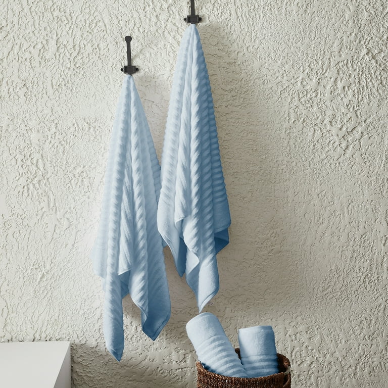 Great Bay Home 100 Combed Cotton Ribbed Texture 4 Piece Bath Towel Set Light Blue Walmart