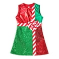 thumbnail image 4 of YONGHS Kids Girls Christmas Dance Dress Shiny Sequins Ballet Tutu Leotard Elf Santa Costume A Red 16, 4 of 7