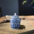 thumbnail image 6 of Porcelain Ginger Jar Ceramic Flower Vase Tea Storage Jar with Lid Display Weddings Home Floral Party Multipurpose Oriental Style Handicraft blue white 320ml, 6 of 8