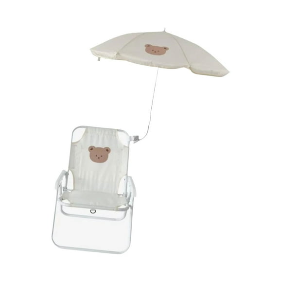Silla de camping compacta para niños con sombrilla, perfecta para actividades al aire libre. Oso
