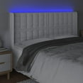 thumbnail image 3 of vidaXL LED Headboard White 64.2"x6.3"x46.5"/50.4" Faux Leather, 3 of 101