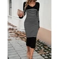 thumbnail image 3 of PHOESEN Sweater Maxi Dress for Women Trendy Ribbed Knit Bodycon Dresses V Neck Long Sleeve Slim Fit Dresses, 3 of 7
