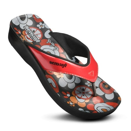

Aerosoft Women s Hibiscus Comfortable Arch Support Flip Flops