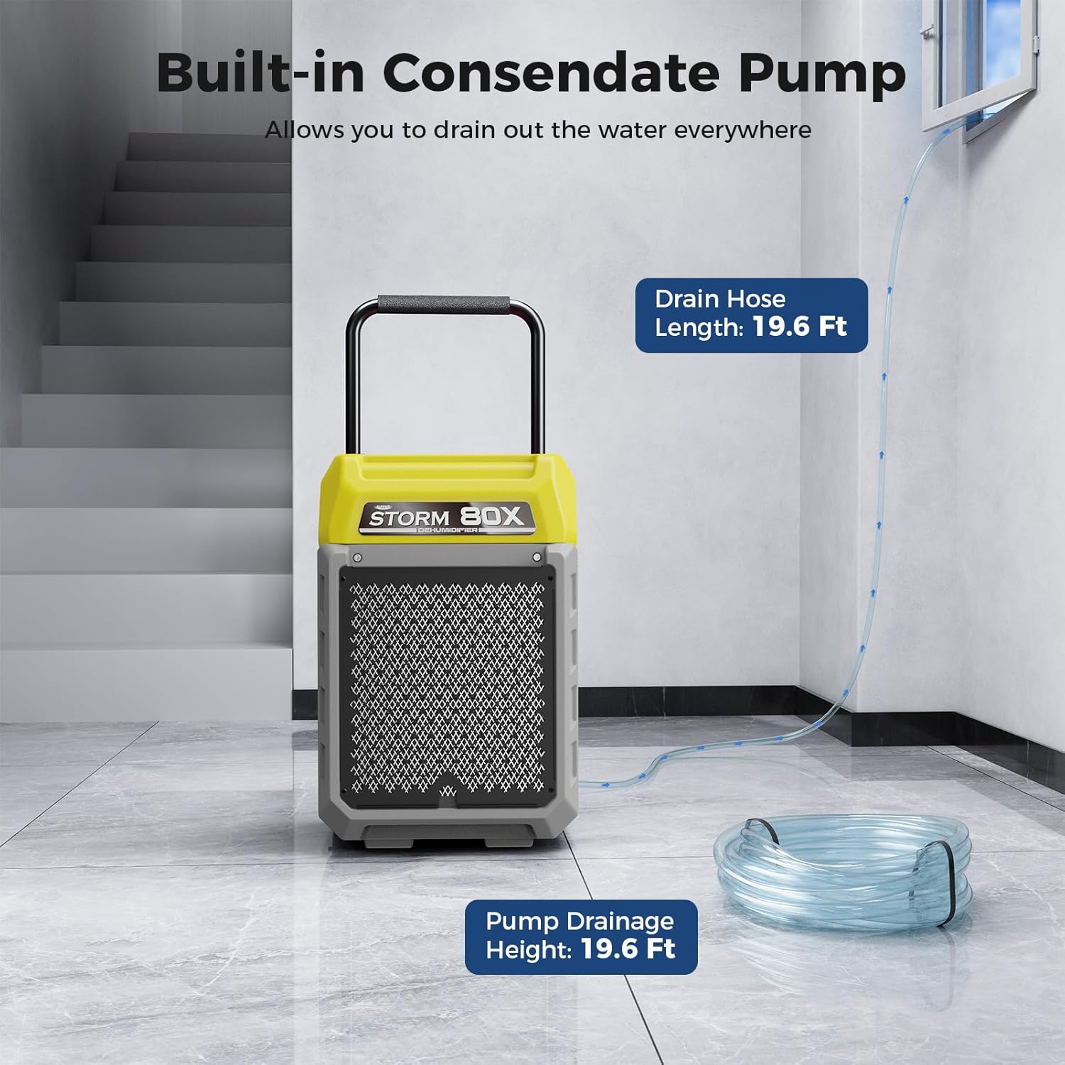ALORAIR  Commercial Dehumidifier 170 Pints LGR Dehumidifier with Pump & Drain Hose, Portable Insutrial Dehumidifier for Basments, Home, Job Sites, Fit for 2,100 Sq.Ft Space with Wheels