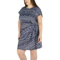 thumbnail image 3 of Nicole Miller Women's Plus Twist Knot Mini Dress-Blue / 3X, 3 of 8