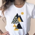 thumbnail image 6 of Fesfesfes White Shirts for Women's Fashion Geometric Graphic Print T-Shirts Female Round Neck Loose T-shirt 4(S), 6 of 9