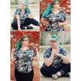 thumbnail image 3 of TIYOMI Plus Size Tops Womens Short Sleeve Camo Summer T-Shirts V-Neck Basic Pullover Casual Blouses Army Green 2XL 18W 20W, 3 of 6