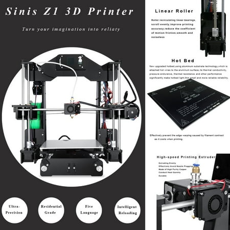 Professional High Precision DIY 3D Printer XYZ Printer Kits with LCD Display,Z1 3d Printing, 220x220x240mm