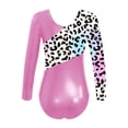 thumbnail image 6 of Sinleey Kids Girls Shiny Metallic Ballet Dance Leotards Long Sleeve Gymnastics Bodysuit Athletic Colorful Leopard 4, 6 of 6