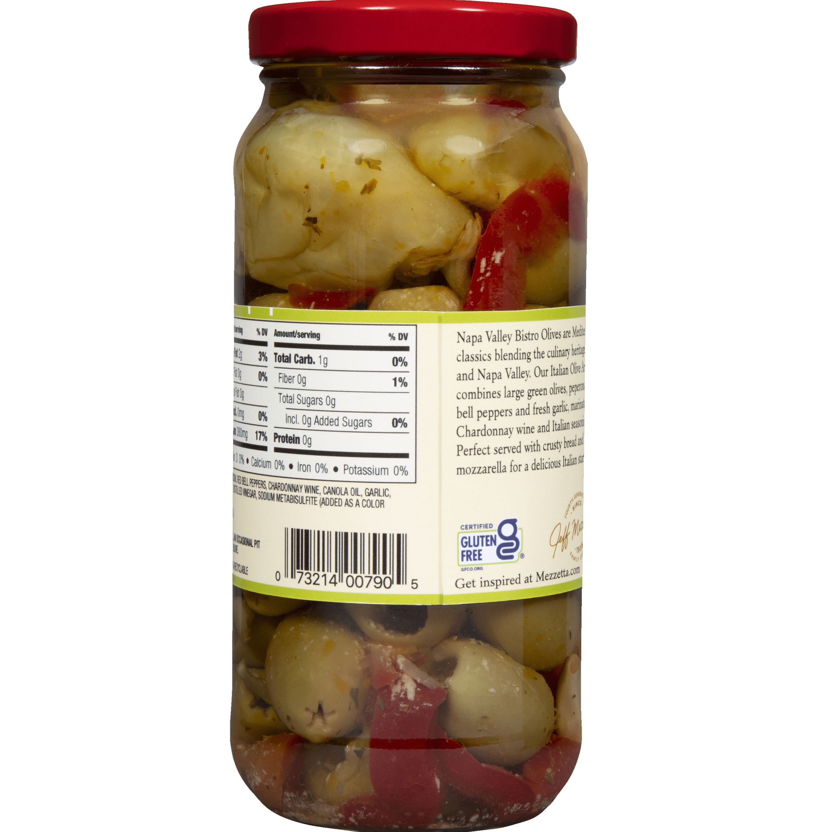 (3 pack) Mezzetta Napa Valley Bistro™ Italian Olive Antipasto with Chardonnay & Herbs, 16 oz jar, Gluten Free Certified