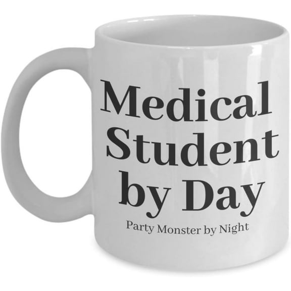 Funny College Dorm Mug - MEDICAL STUDENT BY DAY - Gift for Student Care Package, End of School Year, Finals, Mid-Terms Coffee or Tea