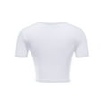 thumbnail image 3 of Women Rib Casual Slim Fit Short Sleeve Crew Neck Basic Crop T Shirt Top, 3 of 5