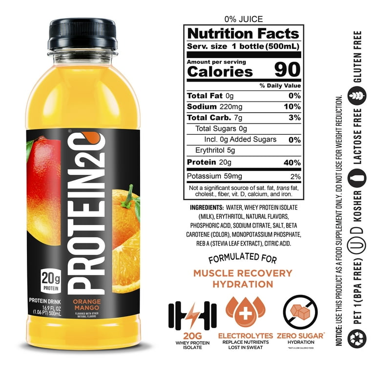 Protein2o 20g Whey Protein Isolate Hydration Drink 350mg of Electrolytes Vitamins B5 B6 Sugar Free 20g Variety Pack 16.9 oz Bottle 12 Count