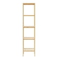 thumbnail image 7 of Corner Bookshelf 5-Tier Bamboo Ladder Shelf, Narrow Plant Stand, Space Saving Open Shelving for Living Room, Bedroom, Kitchen, Rustic Wood, 7 of 7