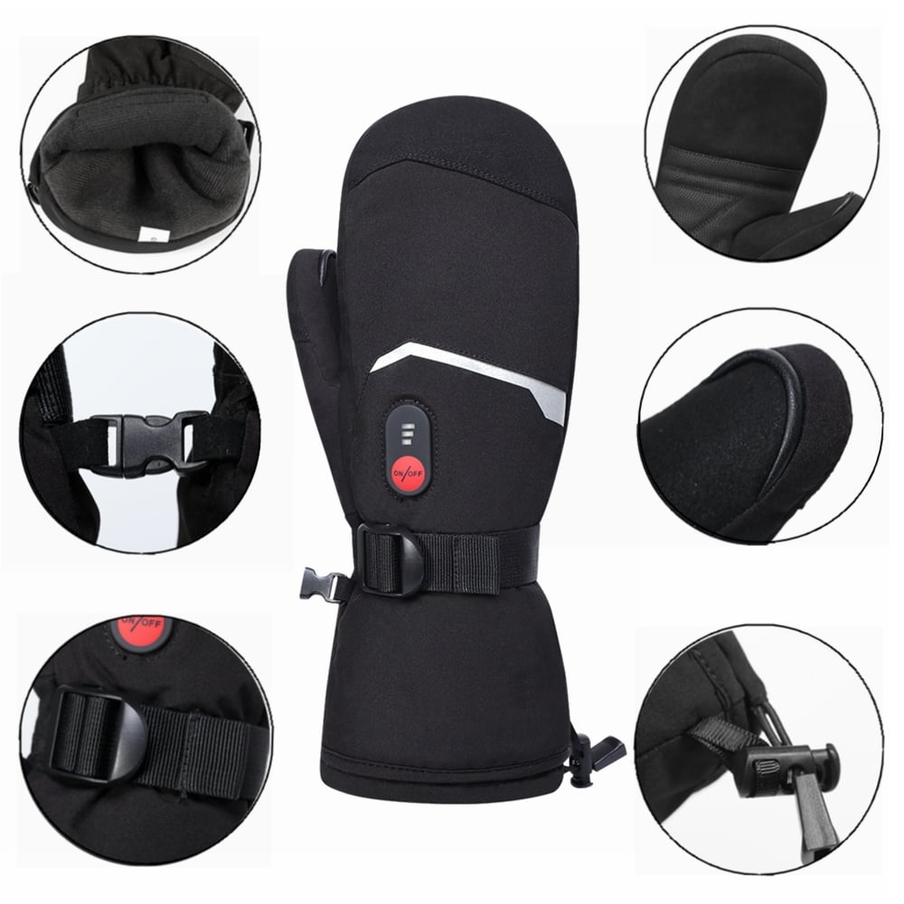 Sun Will 7.4V 2200mAh Rechargeable Battery Heated Ski Gloves, Unisex Winter Warm Mittens XXS-XXL