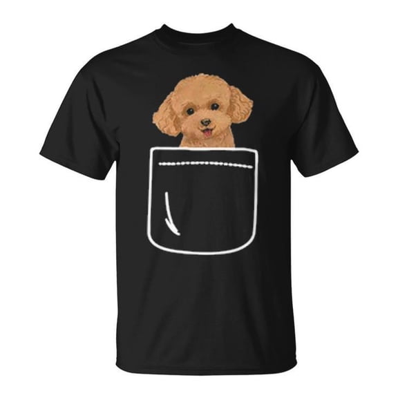 Cute Toy Poodle Dog Tee Unisex Adult Cotton T-Shirt with Puppy Graphic Casual Shirt for Poodle Lovers and Dog Enthusiasts, Size M, Color Black