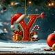 thumbnail image 1 of Adorno Navideño con 26 Letras | Adornos Navideños Acrílicos Personalizados | Adornos con Letras Ligeros y Duraderos con Gorros de Papá Noel | Decoración Navideña para Colgar En El Árbol, para Casa, O, 1 of 5
