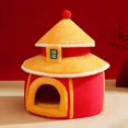 thumbnail image 1 of Palace Cat Bed House Fall Winter Deep Sleep Plush Mat Comfort Pet Dog Basket Kitten Warm Sleeping Nest Indoor Pet Cat Supplies ShopWise Round, 1 of 6