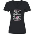 thumbnail image 3 of Inktastic Breast Cancer Awareness Fight Believe Hope Survive Women's V-Neck T-Shirt, 3 of 5