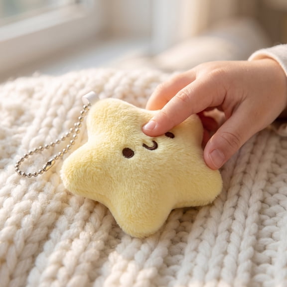 1 Pc Star Plush Shaped Keychains, Smile Face Soft Plush Star Pendant, Mini Bag Charm for Kids Party Favors Goodie Bag Fillers Student Rewards