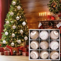 9 PCS Satin Christmas Balls, Silk Christmas Tree Hanging Ornaments, Pack of 9 Luxury Shatterproof Xmas Tree Decorations Bulbs Set