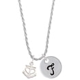 thumbnail image 1 of Delight Jewelry Silvertone Anchor with Heart Silvertone Script Initial Disc - F - Charm Necklace, 20"+3", 1 of 4