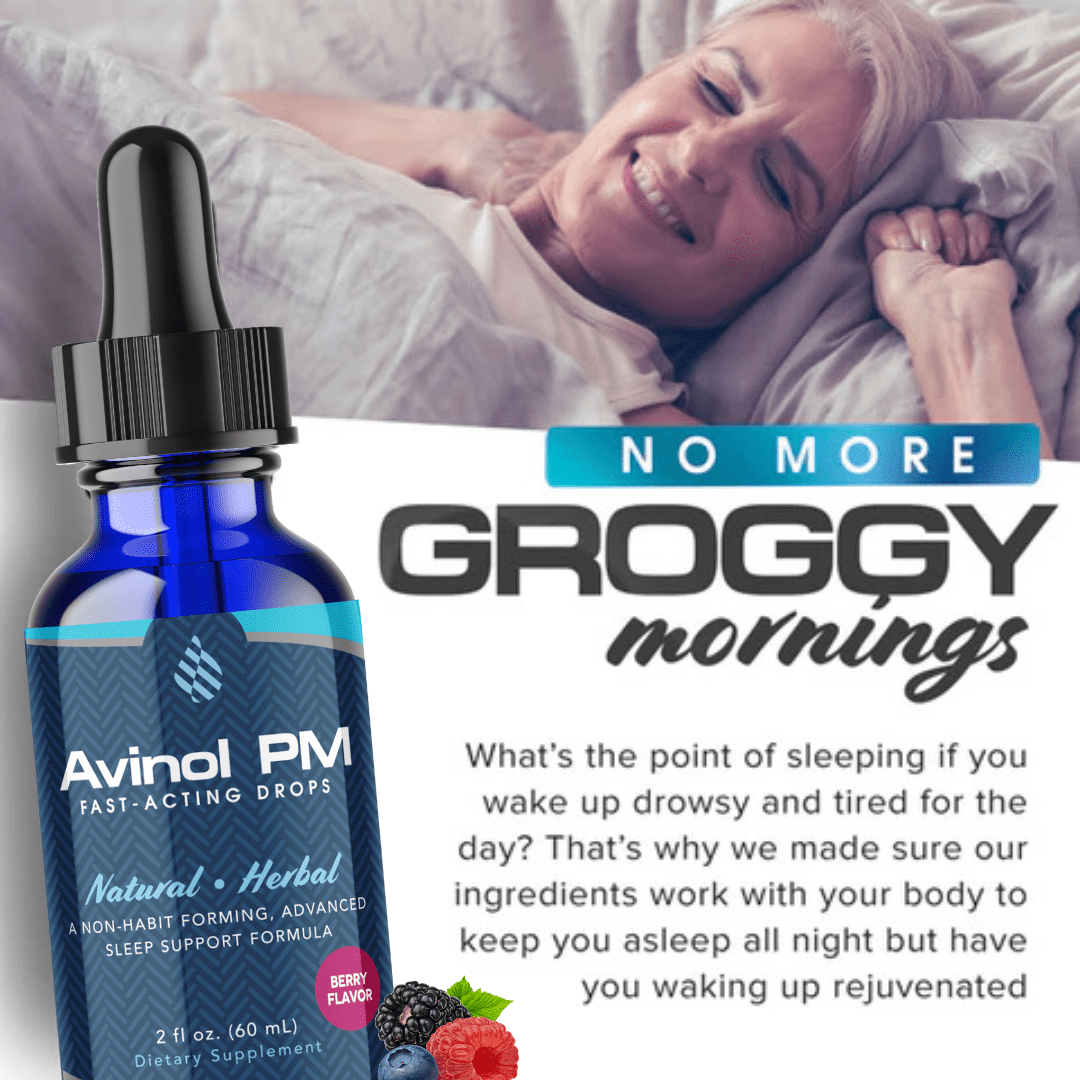 Avinol PM Sleep Drops – Natural Liquid Sleep Aid with Melatonin and Herbal Extracts – Berry Flavor – 2 fl oz