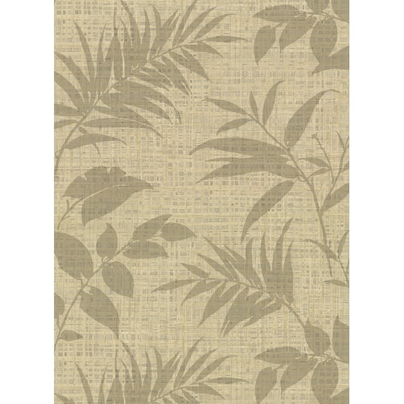 Warner Chandler Khaki Botanical Faux Grasscloth Wallpaper, 27-in by 27-ft, 60.8 sq. ft